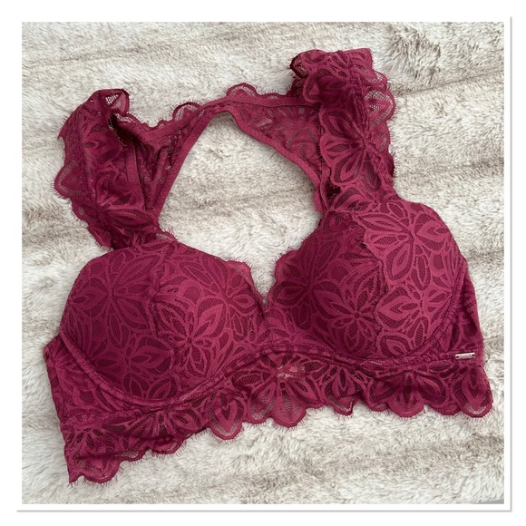 VICTORIA'S SECRET Burgundy Padded Lace Bralette - Picture 7 of 9